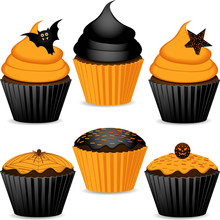 Set Of Halloween Cupcakes