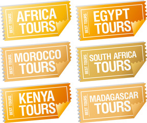 Wall Mural - Best tours stickers in form of tickets.