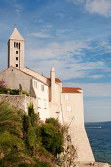  Famous bell tower in the town of Rab, Croatia