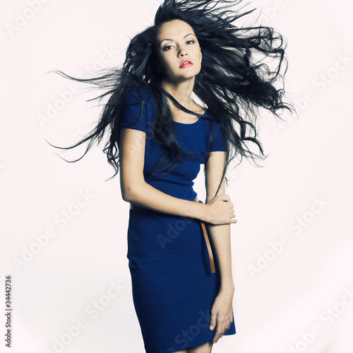 Naklejka dekoracyjna Beautiful lady with magnificent dark hair