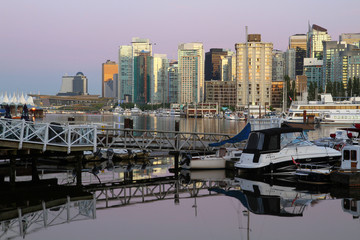 Wall Mural - Vancouver downtown cityscape with boats