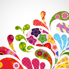Aufkleber - Splash of floral and ornamental drops background.