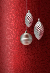 Wall Mural - red christmas brocade silver decoration