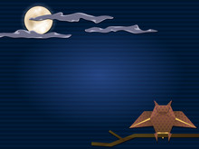 Background With Owl And Full Moon