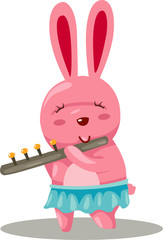 Poster - rabbit playing flute