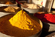 Close-up of saffron and other spices in a Marrakesh souk