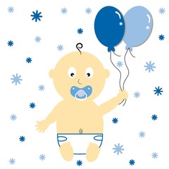 Sticker - Baby Boy With Balloons