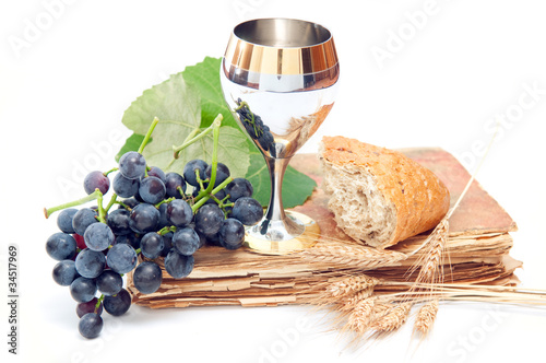 Fotografie, Obraz Holy communion elements on white background