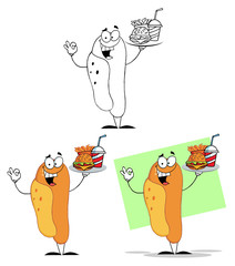 Wall Mural - Hot Dog Cartoon Character