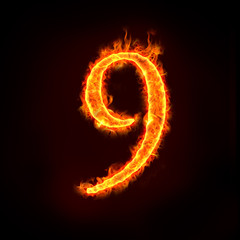 Wall Mural - fire numbers, 9