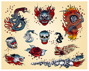 Wall Mural - Set of traditional Tattoo's