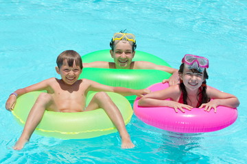 happy children in pool