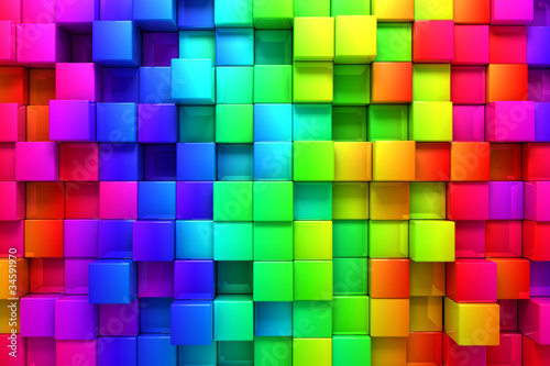 Naklejka - mata magnetyczna na lodówkę Rainbow of colorful boxes