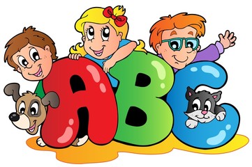 Wall Mural - School theme with ABC leters