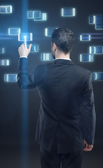 Aufkleber - Young business man pressing a touchscreen button