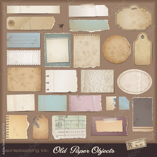 Cuadros en Lienzo digital scrapbooking kit: aged paper
