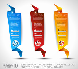 Poster - Origami Website vertical login form panels