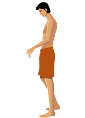 Wall Mural - Side view of man wearing towel