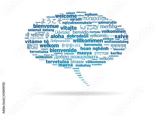 Fotografie, Obraz Speech Bubble - Welcome in different languages