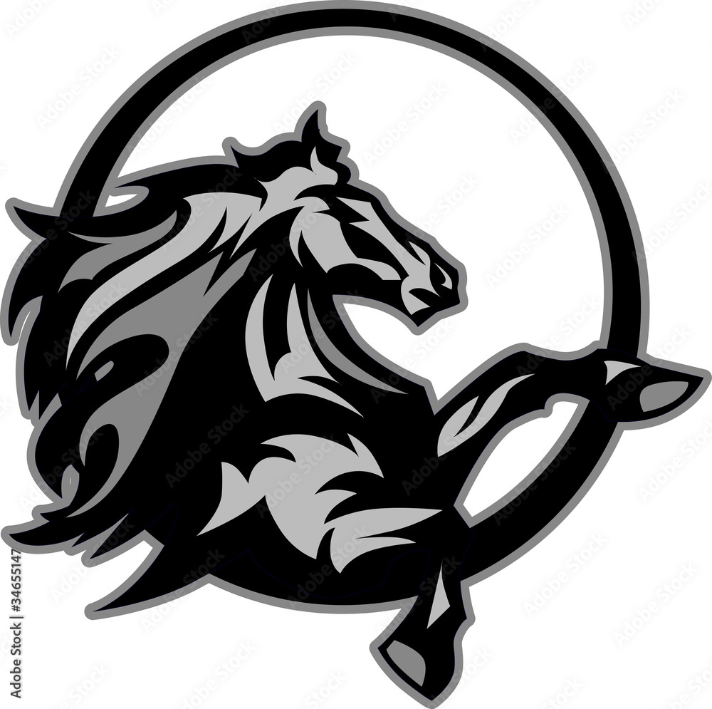 Mustang Stallion Graphic Mascot Image - obrazy, fototapety, plakaty 
