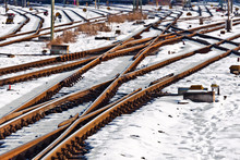 Rails In Winter At The Station