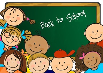 Wall Mural - Back to school children