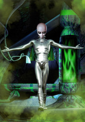 Wall Mural - alien  grey abduction room