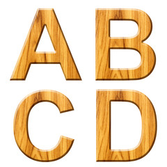 Wall Mural - wooden alphabet a-d