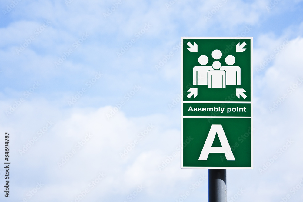 Assembly Point 360. Sign ' Assembly point' sign Stock Photo | Adobe Stock