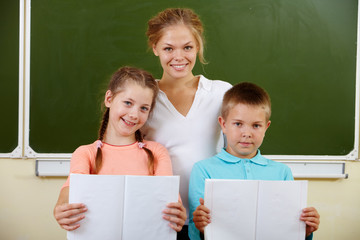 Sticker - Teacher and schoolkids