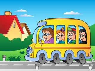 Poster - Road with school bus 1