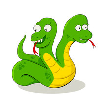 Vector Illustration Of Two Headed Snake