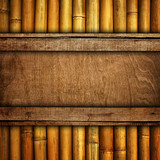 Fototapeta Sypialnia - wood board with bamboo