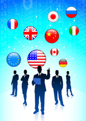 Wall Mural - Business Tema with Internet Flag Buttons Background