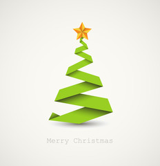 Wall Mural - simple vector christmas tree made from paper stripe