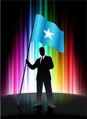 Canvas Print - Somalia Flag with Businessman on Abstract Spectrum Background