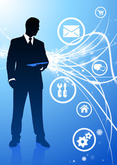 Poster - Businessman with Internet Icons