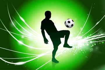 Sticker - Soccer Player on Abstract Green Light Background