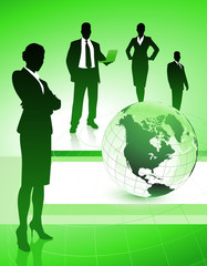 Wall Mural - Business Team with Globe on Abstract Background