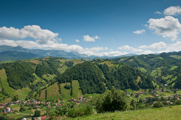 Hilly landscape with green vegetation in Romania