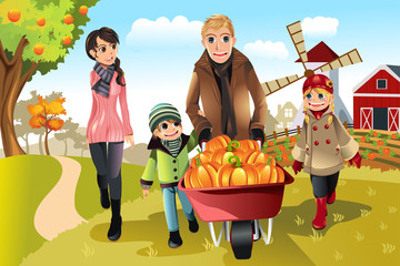 Sticker - Family doing pumpkin patch