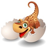 Fototapeta Dinusie - Dinosauro Neonato in Uovo-Baby Dinosaur on his Egg-Vector