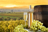 Fototapeta  - white wine on vineyard