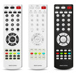 set of white and black remote control isolated on white