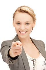 Wall Mural - businesswoman pointing her finger