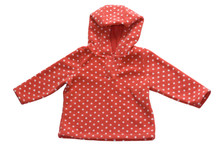 Baby Red Fleece Jacket With Polka Dots