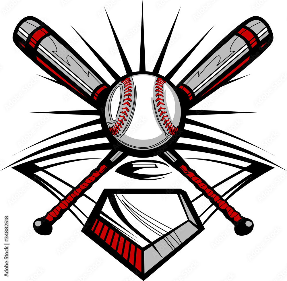 Baseball or Softball Crossed Bats with Ball Image Template Stock Vector |  Adobe Stock, image size:1000x979