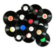 Abstract music background made of vintage vinyl records