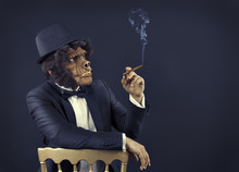 Gorilla Gangster With Tuxedo Smoking Cigar