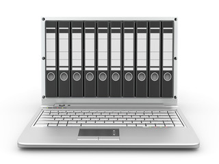 Poster - Archive. Laptop with folders instead of the screen